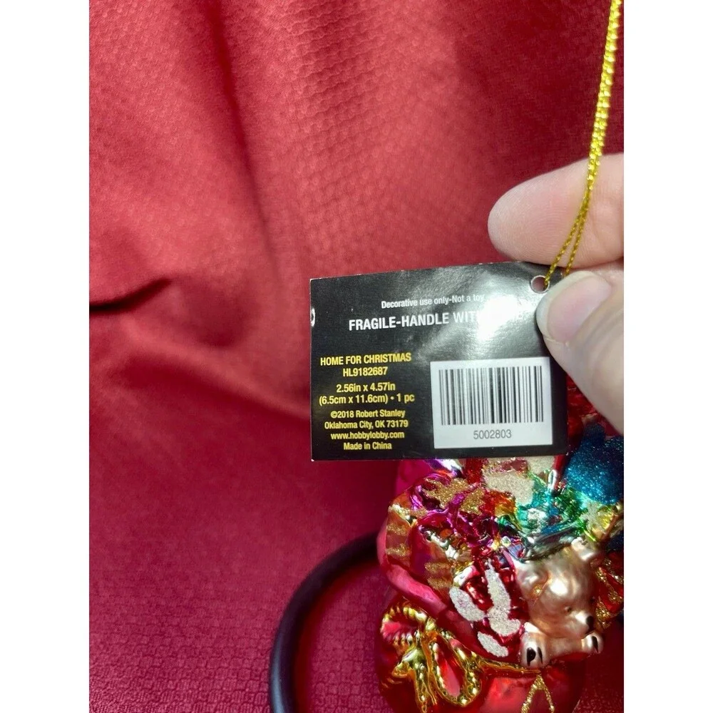 2022 Dated Blown Glass Santa’s Gift Bag~Christmas Ornament~Teddy~Glitter~NWT